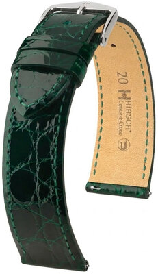 Kožený řemínek Hirsch Genuine Croco L 01808040-2, zelený, krokodýlí kůže, délka L, Quick Release