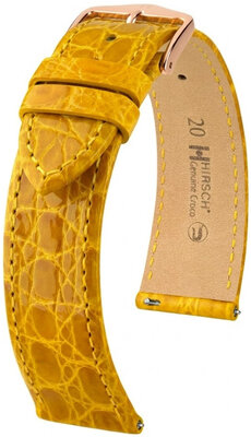 Kožený řemínek Hirsch Genuine Croco L 01808072-7, žlutý, krokodýlí kůže, délka L, Quick Release
