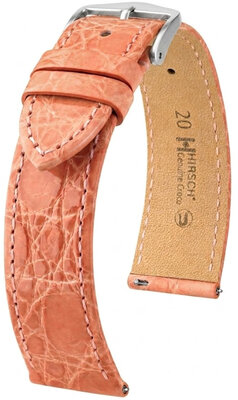 Kožený řemínek Hirsch Genuine Croco 01808122-2, růžový, krokodýlí kůže, Quick Release