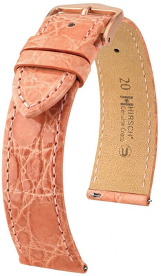 Kožený řemínek Hirsch Genuine Croco 01808122-7, růžový, krokodýlí kůže, Quick Release