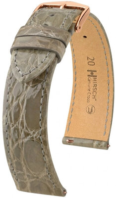 Kožený řemínek Hirsch Genuine Croco 01808130-7, šedý, krokodýlí kůže, Quick Release