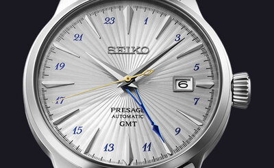 Seiko Presage Automatic GMT SSK049J1 Cocktail Time "Silver Bullet"