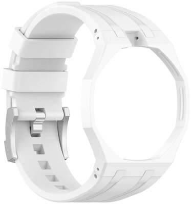 Silikonový řemínek Ricardo Pinzolo (pro Swatch Royal Pop), White, s pouzdrem, korunka na 12h