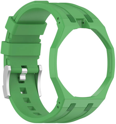 Silikonový řemínek Ricardo Pinzolo (pro Swatch Royal Pop), Green, s pouzdrem, korunka na 12h