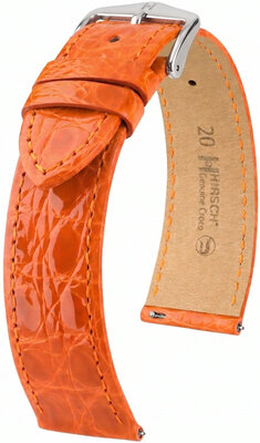 Kožený řemínek Hirsch Genuine Croco 01808176-2, oranžový, krokodýlí kůže, Quick Release