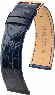 Kožený řemínek Hirsch Genuine Croco 01808180-7, modrý, krokodýlí kůže, Quick Release