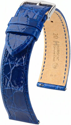 Kožený řemínek Hirsch Genuine Croco 01808185-2, modrý, krokodýlí kůže, Quick Release