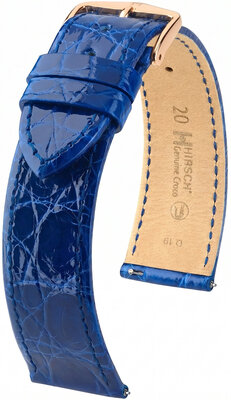 Kožený řemínek Hirsch Genuine Croco 01808185-7, modrý, krokodýlí kůže, Quick Release