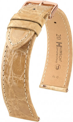 Kožený řemínek Hirsch Genuine Croco 01808190-7, béžový, krokodýlí kůže, Quick Release
