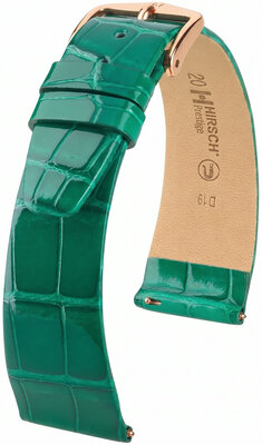 Kožený řemínek Hirsch Prestige 02207140-7, zelený, aligátoří kůže, Quick Release