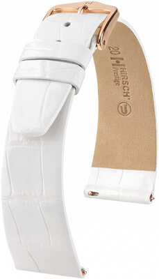 Kožený řemínek Hirsch Prestige L 02207000-7, bílý, aligátoří kůže, délka L, Quick Release