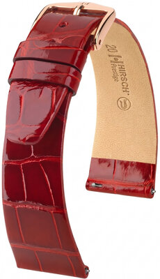 Kožený řemínek Hirsch Prestige L 02207020-7, červený, aligátoří kůže, délka L, Quick Release