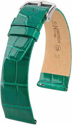 Kožený řemínek Hirsch Prestige L 02207040-2, zelený, aligátoří kůže, délka L, Quick Release