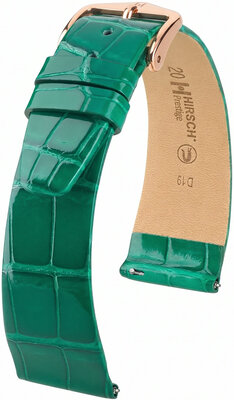 Kožený řemínek Hirsch Prestige L 02207040-7, zelený, aligátoří kůže, délka L, Quick Release