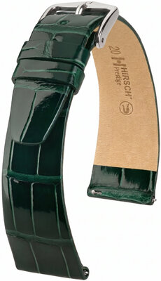 Kožený řemínek Hirsch Prestige L 02207041-2, zelený, aligátoří kůže, délka L, Quick Release