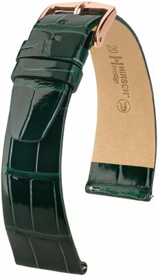 Kožený řemínek Hirsch Prestige L 02207041-7, zelený, aligátoří kůže, délka L, Quick Release