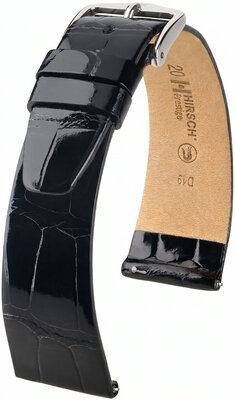 Kožený řemínek Hirsch Prestige L 02207050-2, černý, aligátoří kůže, délka L, Quick Release