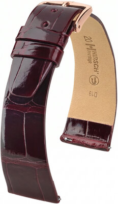 Kožený řemínek Hirsch Prestige L 02207060-7, červený, aligátoří kůže, délka L, Quick Release