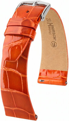 Kožený řemínek Hirsch Prestige L 02207077-2, oranžový, aligátoří kůže, délka L, Quick Release
