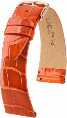 Kožený řemínek Hirsch Prestige L 02207077-7, oranžový, aligátoří kůže, délka L, Quick Release
