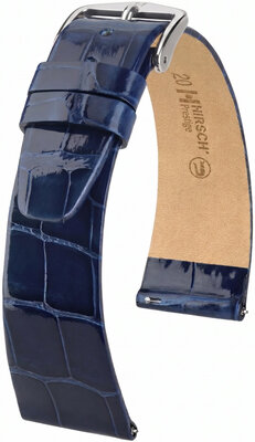 Kožený řemínek Hirsch Prestige L 02207080-2, modrý, aligátoří kůže, délka L, Quick Release