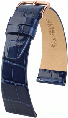 Kožený řemínek Hirsch Prestige L 02207080-7, modrý, aligátoří kůže, délka L, Quick Release