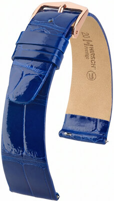 Kožený řemínek Hirsch Prestige L 02207082-7, modrý, aligátoří kůže, délka L, Quick Release