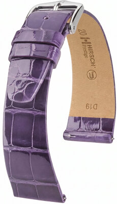 Kožený řemínek Hirsch Prestige L 02207084-2, fialový, aligátoří kůže, délka L, Quick Release