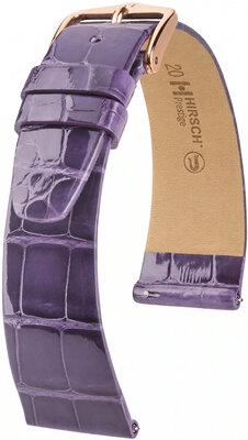 Kožený řemínek Hirsch Prestige L 02207084-7, fialový, aligátoří kůže, délka L, Quick Release