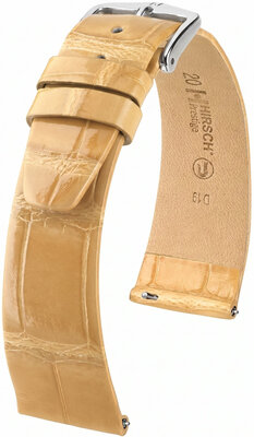Kožený řemínek Hirsch Prestige L 02207090-2, béžový, aligátoří kůže, délka L, Quick Release