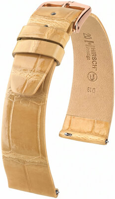 Kožený řemínek Hirsch Prestige L 02207090-7, béžový, aligátoří kůže, délka L, Quick Release