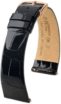 Kožený řemínek Hirsch Prestige 02207150-7, černý, aligátoří kůže, Quick Release