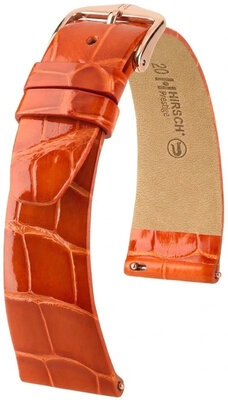 Kožený řemínek Hirsch Prestige 02207177-7, oranžový, aligátoří kůže, Quick Release