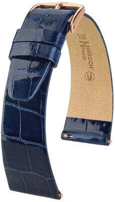 Kožený řemínek Hirsch Prestige 02207180-7, modrý, aligátoří kůže, Quick Release