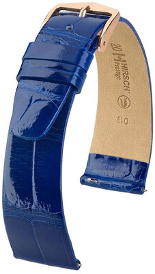 Kožený řemínek Hirsch Prestige 02207182-7, modrý, aligátoří kůže, Quick Release
