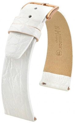 Kožený řemínek Hirsch Prestige 02208100-7, bílý, krokodýlí kůže, Quick Release