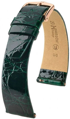 Kožený řemínek Hirsch Prestige 02208140-7, zelený, krokodýlí kůže, Quick Release