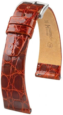 Kožený řemínek Hirsch Prestige 02208170-2, hnědý, krokodýlí kůže, Quick Release