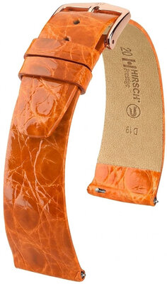 Kožený řemínek Hirsch Prestige 02208176-7, oranžový, krokodýlí kůže, Quick Release