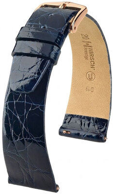 Kožený řemínek Hirsch Prestige 02208180-7, modrý, krokodýlí kůže, Quick Release