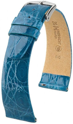Kožený řemínek Hirsch Prestige 02208183-2, modrý, krokodýlí kůže, Quick Release