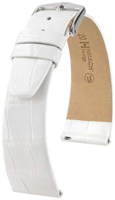 Kožený řemínek Hirsch Prestige 02307100-2, bílý, aligátoří kůže, Quick Release