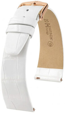 Kožený řemínek Hirsch Prestige 02307100-7, bílý, aligátoří kůže, Quick Release