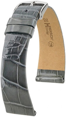 Kožený řemínek Hirsch Prestige 02307130-2, šedý, aligátoří kůže, Quick Release