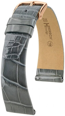 Kožený řemínek Hirsch Prestige 02307130-7, šedý, aligátoří kůže, Quick Release
