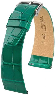 Kožený řemínek Hirsch Prestige 02307140-2, zelený, aligátoří kůže, Quick Release
