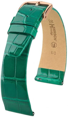Kožený řemínek Hirsch Prestige 02307140-7, zelený, aligátoří kůže, Quick Release