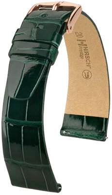 Kožený řemínek Hirsch Prestige 02307141-7, zelený, aligátoří kůže, Quick Release