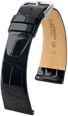 Kožený řemínek Hirsch Prestige 02307150-2, černý, aligátoří kůže, Quick Release