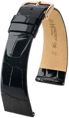 Kožený řemínek Hirsch Prestige 02307150-7, černý, aligátoří kůže, Quick Release
